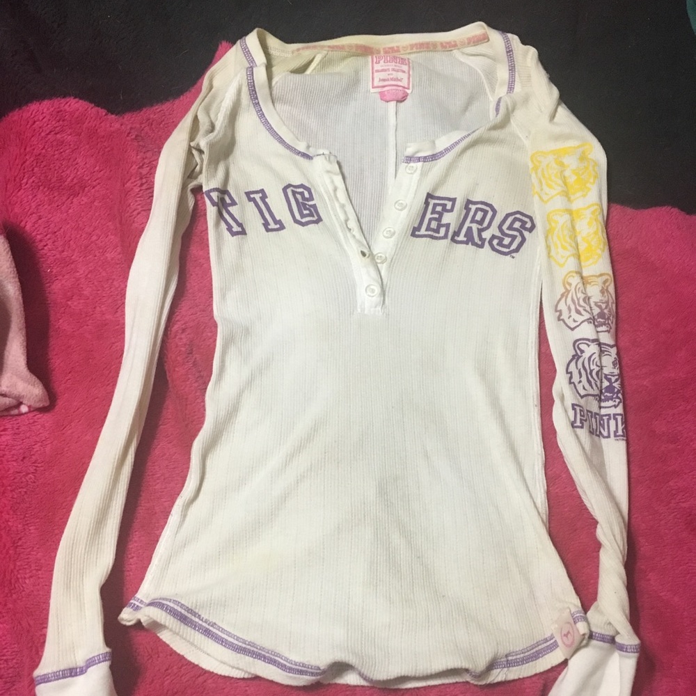 Victoria secret pink lsu long sleeve thermal shirt